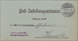 Postzustellurkunde Steinach/Meiningen 1899 - Briefe U. Dokumente