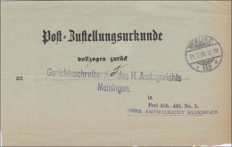 Post Zustellurkunde Berlin Nach Meiningen 1908 - Cartas & Documentos