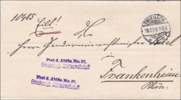 Staatsanwaltschaft Eisenach 1908 Nach Frankenheim - Lettres & Documents
