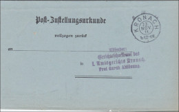 Post-Zustellurkunde Nach Kronach 1911 - Briefe U. Dokumente