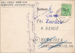 BiZone: Postkarte Hannover 1945 - Zurück - Brieven En Documenten