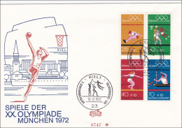 Olympiade München 1972, Erstausgabe Kiel  FDC - Brieven En Documenten