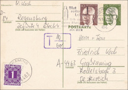 Ganzsache Von Regensburg Nach Österreich - Nach Taxe 1972 - Briefe U. Dokumente