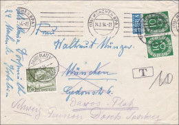 Brief Aus München Mit Weiterleitung In Die Schweiz - Nach Taxe 1954 - Storia Postale