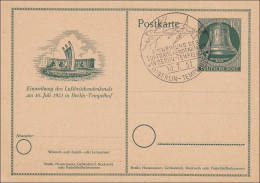 Ganzsache Mit Sonderstempel 1951 Luftbrückedenkmal, P24 - Lettres & Documents