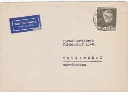 Luftpost Brief 1954 Nach Waldershof - Covers & Documents