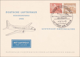 Deutsche Lufthansa 1954 Luftpost Drucksache Briefmarken Ausstellung - Covers & Documents