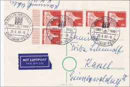 Luftpostkarte 600 Jahr Feier Neukölln 1960 Nach Kassel - Cartas & Documentos