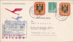 Erstflug Hamburg-Chicago Mit Lufthansa 1956 - Lettres & Documents