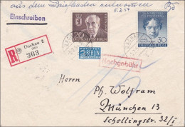 Einschreiben Dachau Nach München - Nachgebühr 1954 - Cartas & Documentos