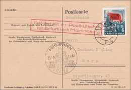 Postkarte/Drucksache Von Meiningen 1953 - Befördert Mit Postkutsche Von Erfurt - Briefe U. Dokumente