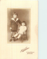 Couple D'enfants  H. VERDEAU à MOULINS Très Belle Photo 6,5 X 9,5 Sur Carton 11 X 16 - Ohne Zuordnung