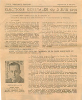 Elections Générales 2 Juin 1946  Ardèche . Fédération Communiste - Non Classés