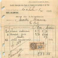 Société Anonyme Des Chaux & Ciments De LAFARGE Et Du TEIL . Facture 1928 - 1900 – 1949