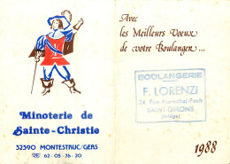 Calendrfier Publicitaire MINOTERIE DE SAINTE-CHRISTIE à MONTASTRUC . Tampon Boulangerie LORENZI St-Girons - Grossformat : 1981-90