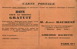 Albert MAUMENE LIBRAIRIE HACHETTE PARIS . Carte Postale-réponse - Advertising