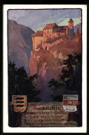 Artista-Cartolina Bozen, Runkelstein, Blick Hinauf Zur Festung, Wappen  - Bolzano (Bozen)
