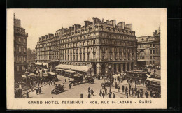 CPA Paris, Grand Hotel Terminus, 108, Rue St-Lazare  - Cafés, Hoteles, Restaurantes