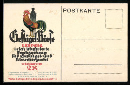 AK Leipzig, Zeitung Geflügel-Börse, 2x Wöchentlich, Salomonstrasse 16, Gockel  - Vögel