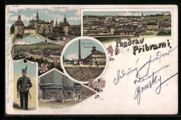 Lithographie Pribram, Marianska Sachta, Svata Hora, Hute  - Tschechische Republik