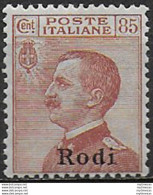 1922-23 Egeo Rodi 85c. Bc MNH Sassone N. 13 - Altri & Non Classificati