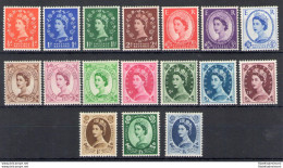 1952-54 Gran Bretagna - Elisabetta II - N. 262-78 - Serie Completa 17 Valori - MNH** - Autres & Non Classés