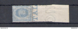 1894 San Marino, Catalogo Sassone N. 31 - 1 Lira Oltremare Bordo Di Foglio Destro - MNH** - Certificato Helmut Havi - Other & Unclassified