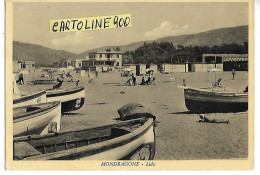 Campania-caserta-mondragone Lido Veduta Spiaggia Barche Bagnanti Cabine Animatissima Anni 40 50 - Andere & Zonder Classificatie