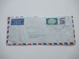 Asien Irak Um 1963 Air Mail Luftpost Violetter Stempel Und Rückseitig Violetter Dreieckstempel Auslandsbrief - Irán