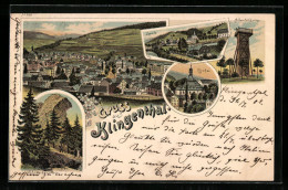Lithographie Klingenthal, Zwota, Albrertsturm, Kirche  - Klingenthal