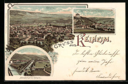 Lithographie Kelheim, Panorama, Teilansicht Mit Befreiungshalle, Altmühlthal  - Kelheim