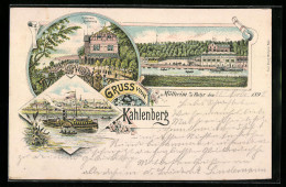 Lithographie Mülheim A. D. Ruhr, Restaurant Kahlenberg, Teilansicht Mit Dampfer  - Muelheim A. D. Ruhr