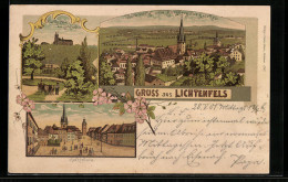 Lithographie Lichtenfels, Totalansicht Vom Burgberg Aus Gesehen, Kloster Banz Bei Lichtenfels, Marktplatz  - Lichtenfels
