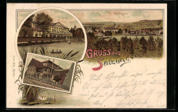 Lithographie Salzungen, Ortsansicht, Kurhaus Und Gradierhaus  - Bad Salzungen