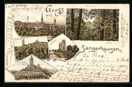 Lithographie Sangerhausen, Teilansicht, Rothenburg Vom Wald Aus, Kyffhäuser, Sachsenburgen  - Sangerhausen