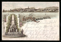 Lithographie Radolfzell, Teilansicht, Denkmal  - Radolfzell