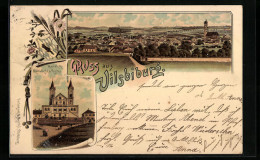 Lithographie Vilsbiburg, Mariahilfs-Kirche, Teilansicht Der Stadt  - Vilsbiburg