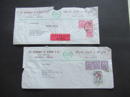 Afrika Libya Air Mail 2x Firmenumschlag Haj Mohammed M. Sheibany & Co. Tripoli Libya 1x Espresso / Express Beleg - Libyen