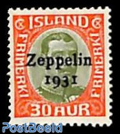 Iceland 1931 30A, Stamp Out Of Set, Unused (hinged), Transport - Zeppelins - Nuovi