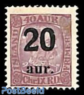 Iceland 1921 20A On 40A, Stamp Out Of Set, Mint NH - Ongebruikt