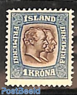 Iceland 1907 1Kr, Stamp Out Of Set, Mint NH - Nuovi