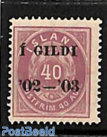 Iceland 1902 40A, Perf. 14:13.5, Stamp Out Of Set, Unused (hinged) - Ungebraucht