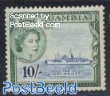 Gambia 1953 10Sh, Stamp Out Of Set, Mint NH, Transport - Ships And Boats - Boten