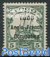 Germany, Colonies 1914 5pf, Anglo-French Occupation, Stamp Out Of Set, Unused (hinged), Transport - Ships And Boats - Boten