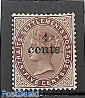 Malaysia 1899 Straits Settlements, 4c On 5c, Stamp Out Of Set, Mint NH - Autres & Non Classés