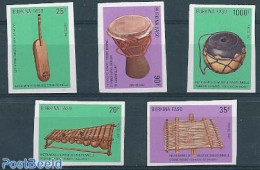 Burkina Faso 1987 Musical Instruments 5v, Imperforated, Mint NH, Performance Art - Music - Musical Instruments - Music