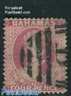 Bahamas 1882 4p, Rose, Perf. 14, WM CA Crown, Used, Used - Autres & Non Classés