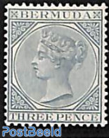 Bermuda 1883 3p, Grey, Stamp Out Of Set, Unused (hinged) - Bermudas