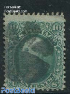 United States Of America 1867 10c Green, Grill 9x13mm, Used, Used Stamps - Used Stamps