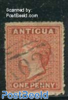 Antigua & Barbuda 1863 1p Red, WM1, Used, Used - Antigua And Barbuda (1981-...)